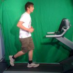 Jimmy Lloyd-Smith who plays Ado Fulgin, on a treadmill at the F.I.T Health and Fitness Centre in Goolwa. Not intentionally getting exercise, this has been filmed against a green screen so the background can be removed, and the final shot will be used for one of the video effects during the performance.